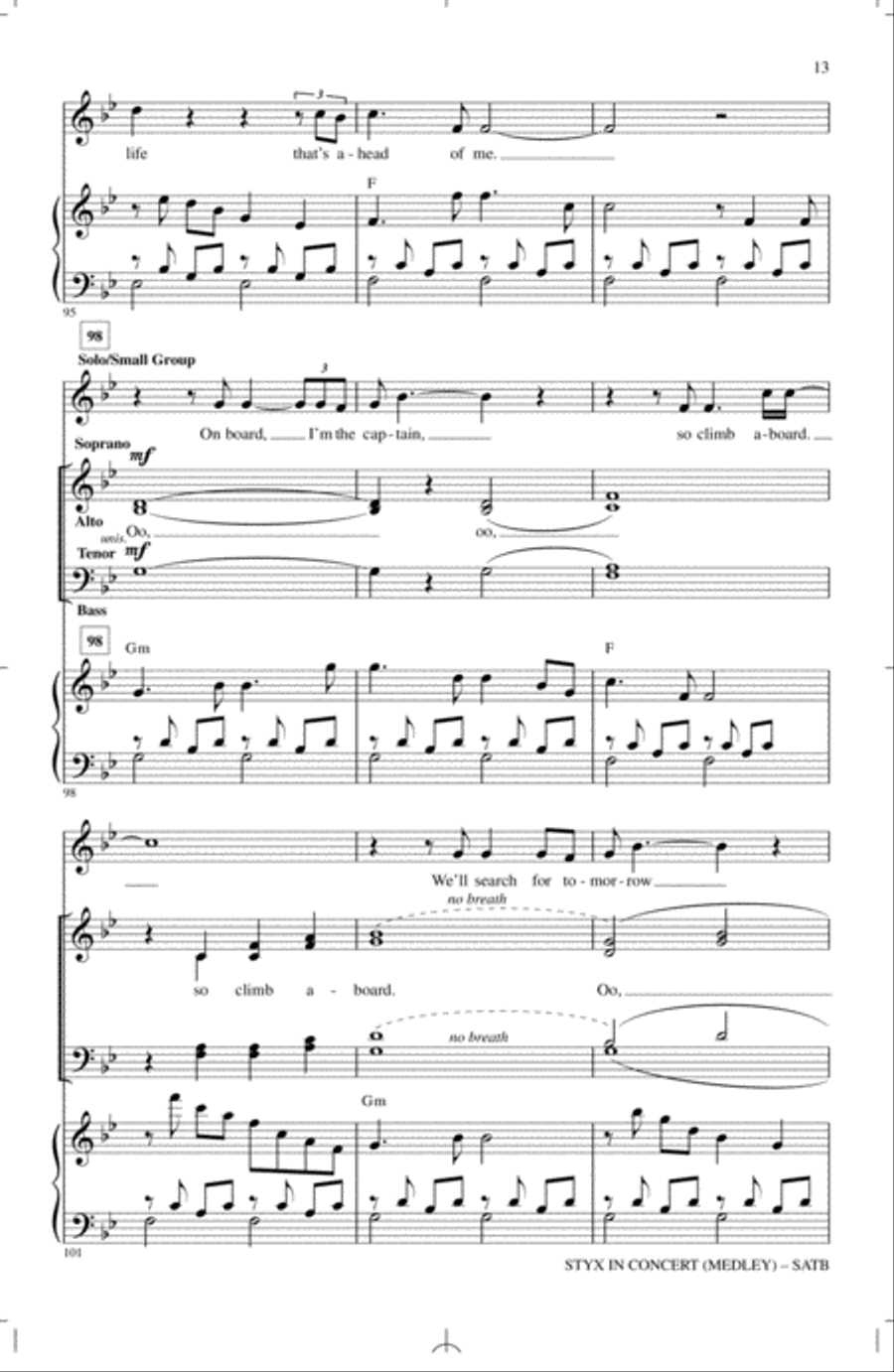 Styx In Concert (Medley) 4-Part scores gallery preview page 12