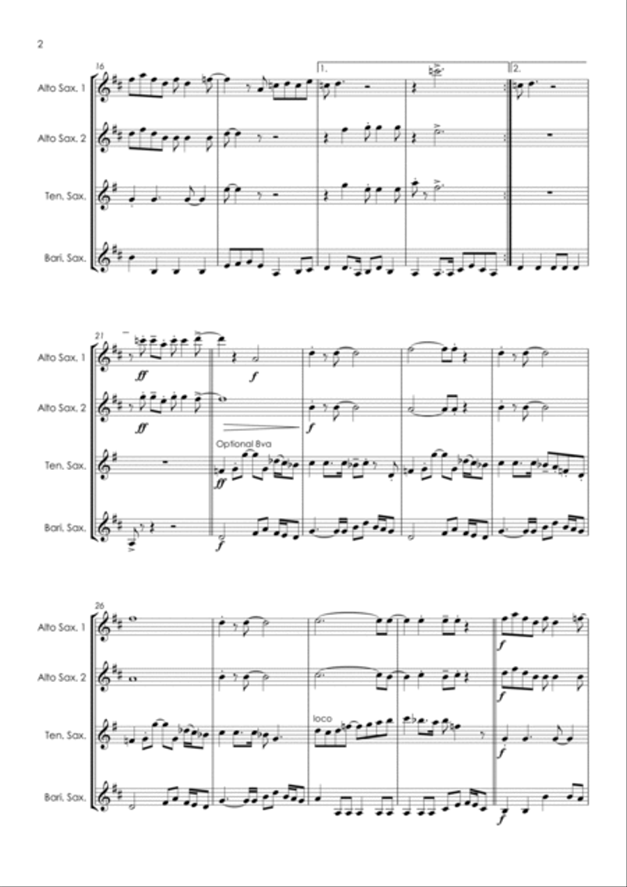 Drive My Car Saxophone Quartet scores gallery preview page 6