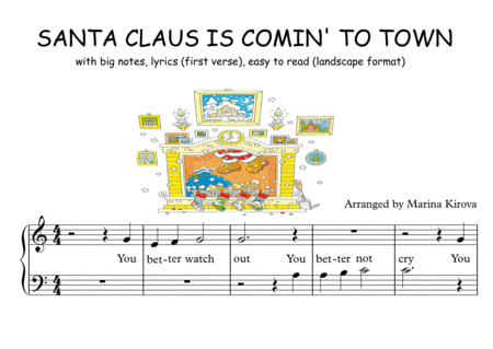 SANTA CLAUS IS COMING TO TOWN  - BIG NOTES easy to read format image number null