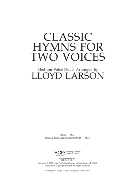 Classic Hymns for Two Voices, Vol. 1-Score image number null