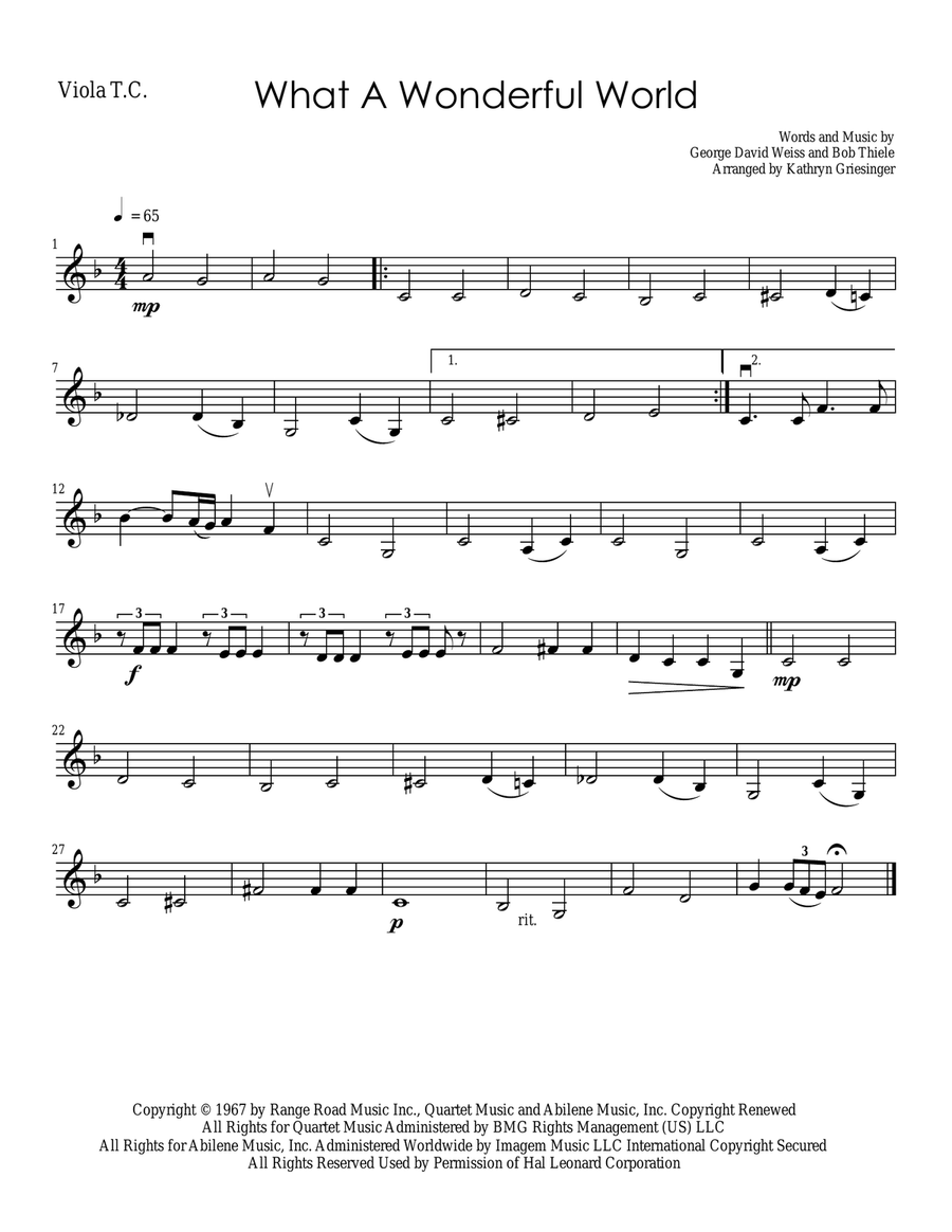 What A Wonderful World String Quartet scores gallery preview page 3