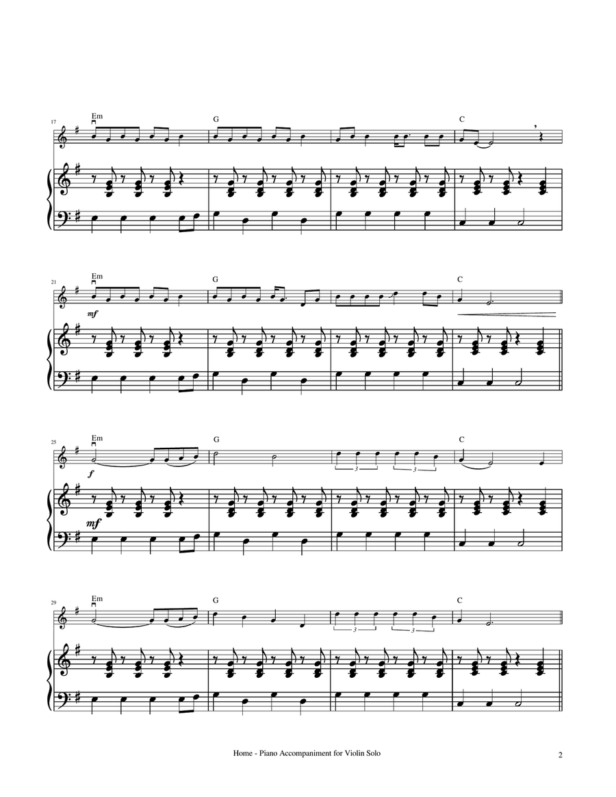 Home Home Violin Solo scores gallery preview page 3