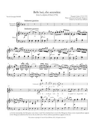 Belle luci, che accendete from La disfatta di Dario - Modern Clef Performing Edition (Soprano/Piano)