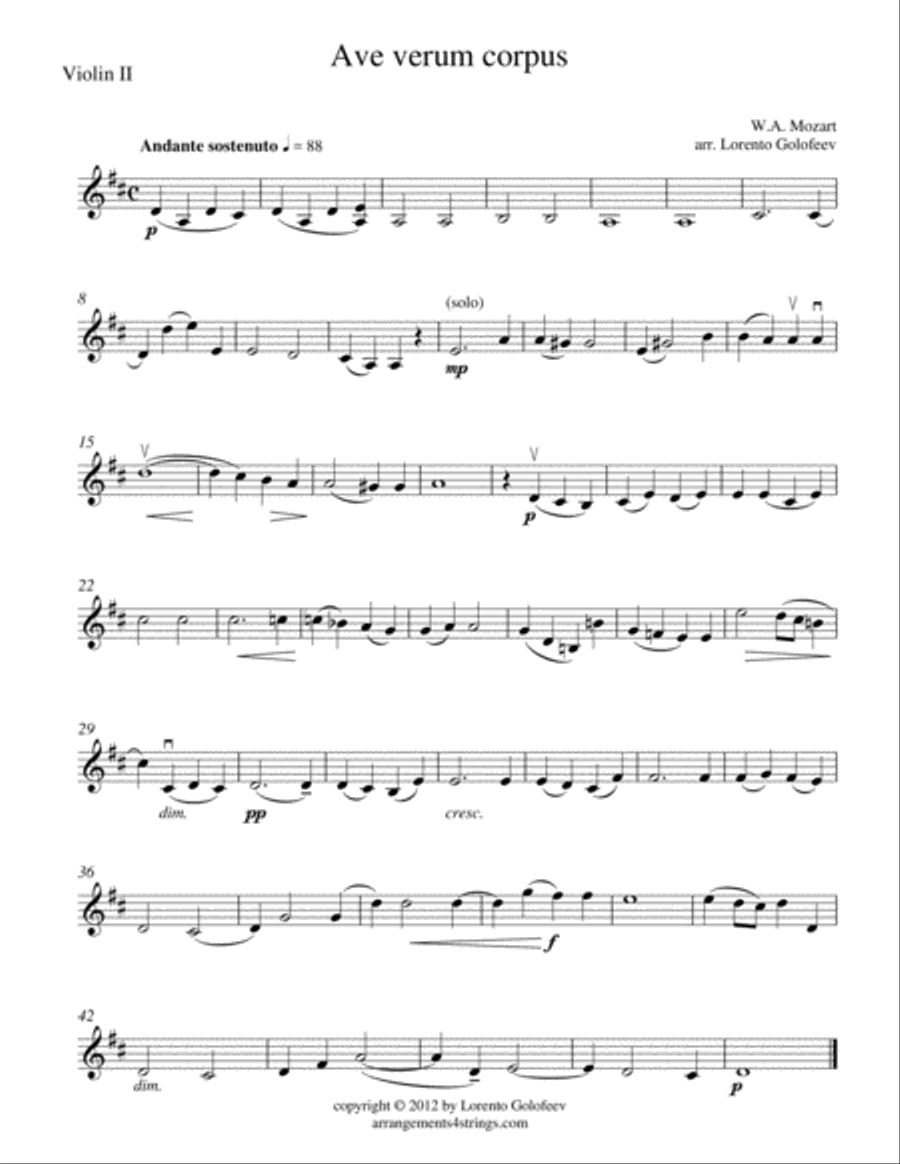 Ave Verum Corpus String Quartet scores gallery preview page 2