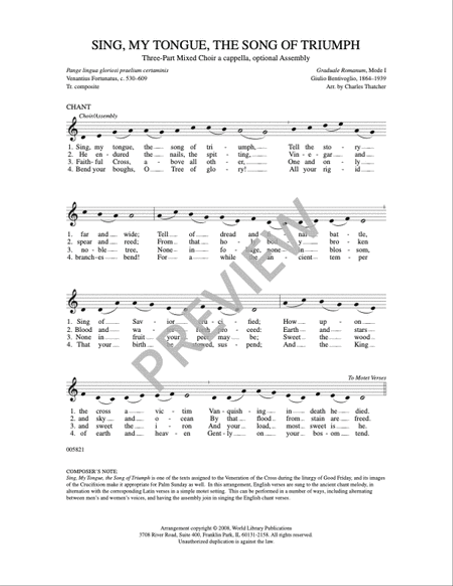 Sing, My Tongue, the Song of Triumph 3-Part scores gallery preview page 3