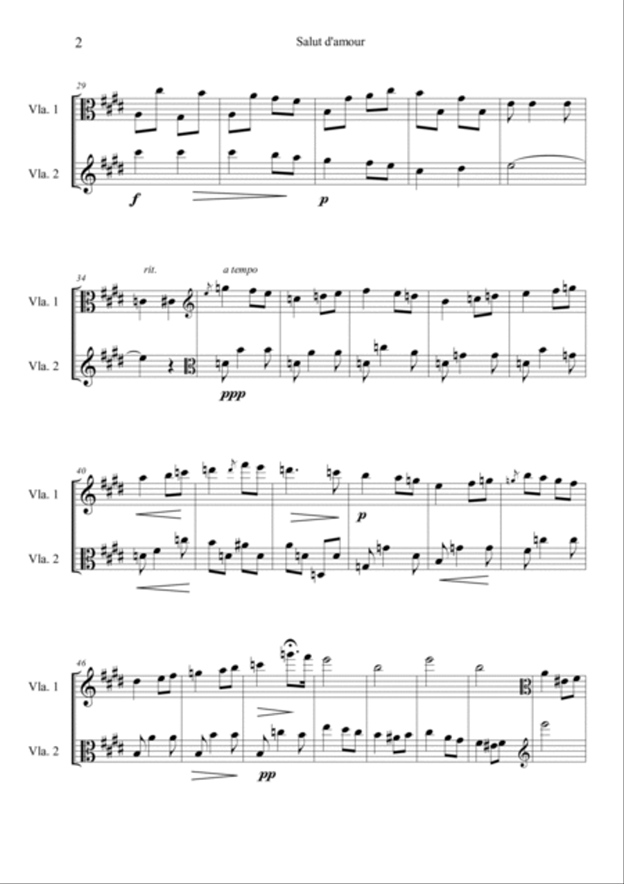 Salut d'amour String Duet scores gallery preview page 2