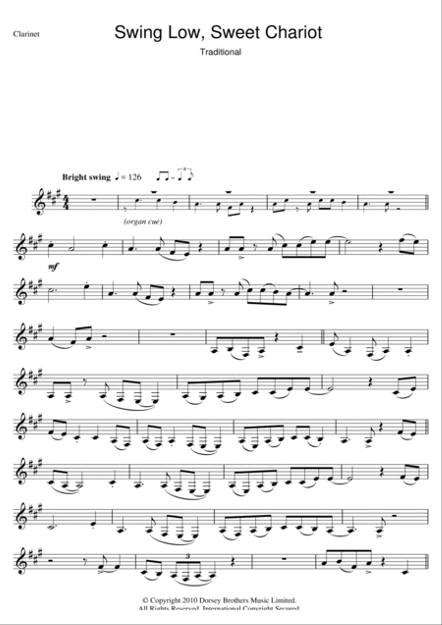 Swing Low, Sweet Chariot Clarinet Solo scores gallery preview page 1