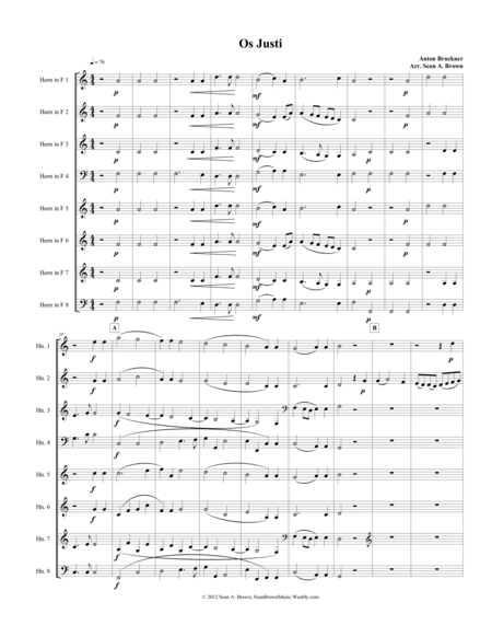 Os Justi by Anton Bruckner, Arr. for 8 Horns image number null