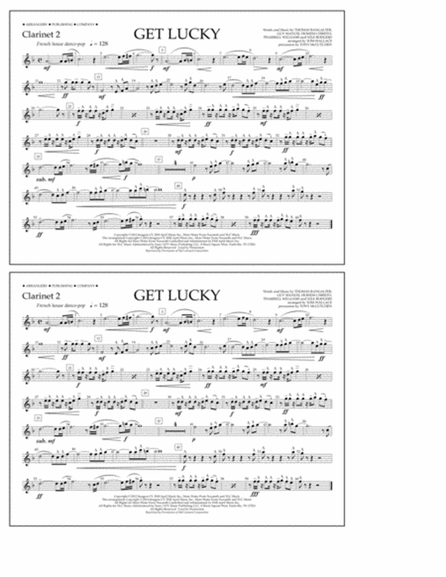 Get Lucky - Clarinet 2