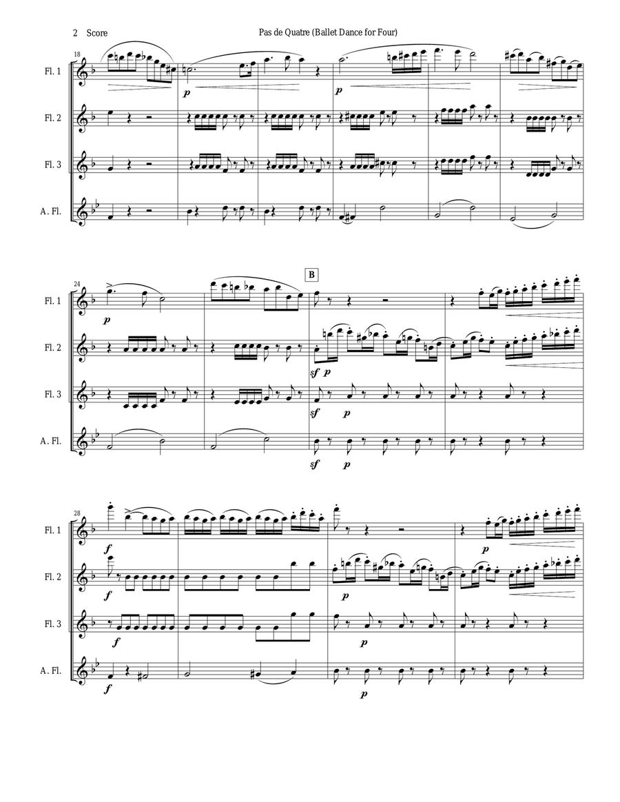 Verdi - Ballet Music set for flute quartet (from Jerusalem Act III) Flute Quartet scores gallery preview page 2