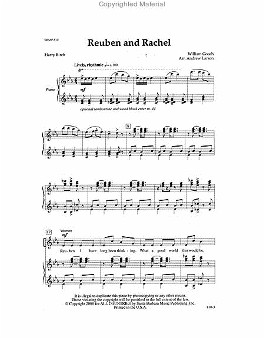 Reuben and Rachel - SATB Octavo 4-Part scores gallery preview page 2