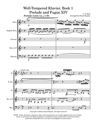 Prelude and Fugue XVI from The Well Tempered Clavier Book 1 (arranged for woodwind quintet)