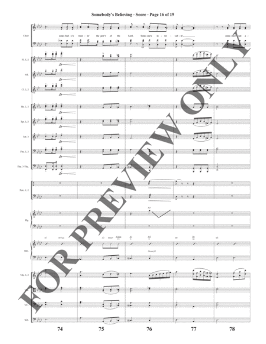 Somebody's Believing - Orchestration Choir scores gallery preview page 17