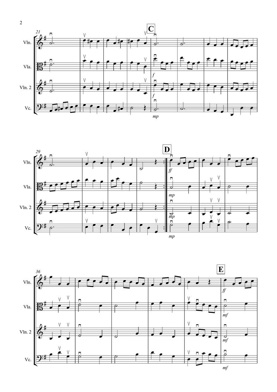 Minuet in G by Bach for String Trio String Trio scores gallery preview page 2