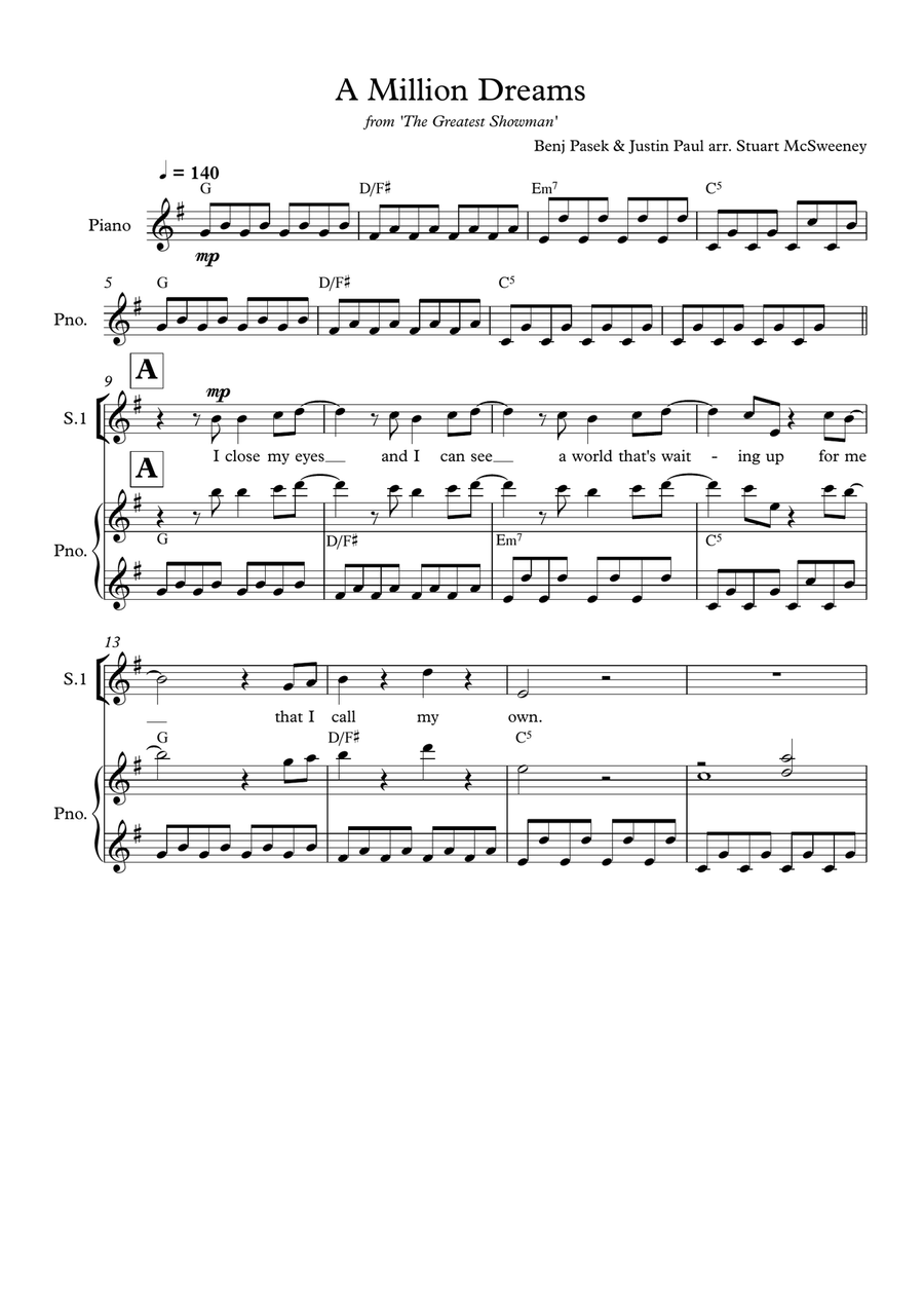 A Million Dreams SSA scores gallery preview page 2