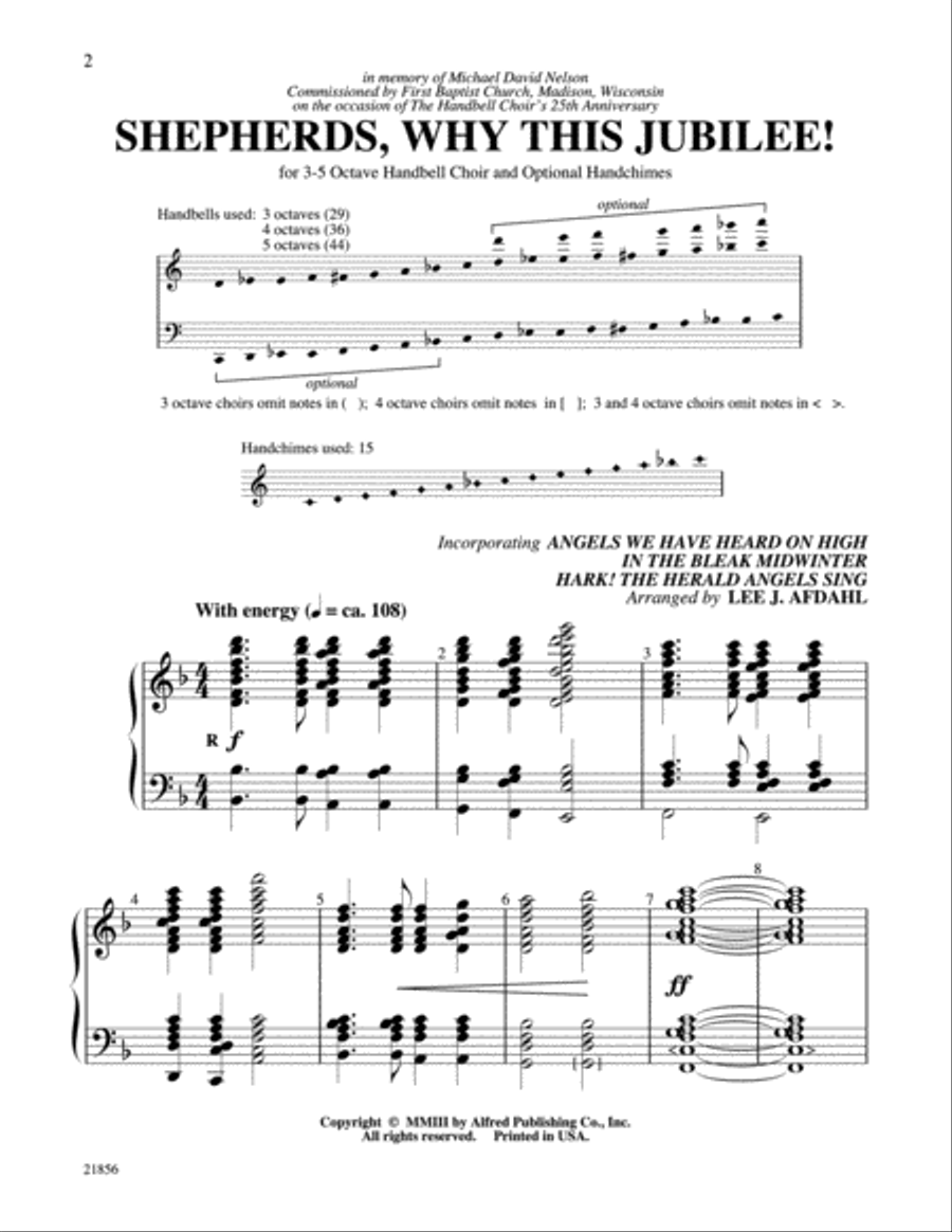 Shepherds, Why This Jubilee? Handbell Choir scores gallery preview page 2