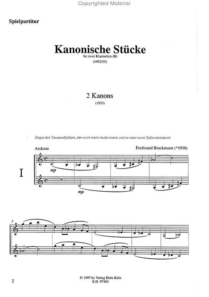 Kanonische Stücke für zwei Klarinetten in B (1952/1953)