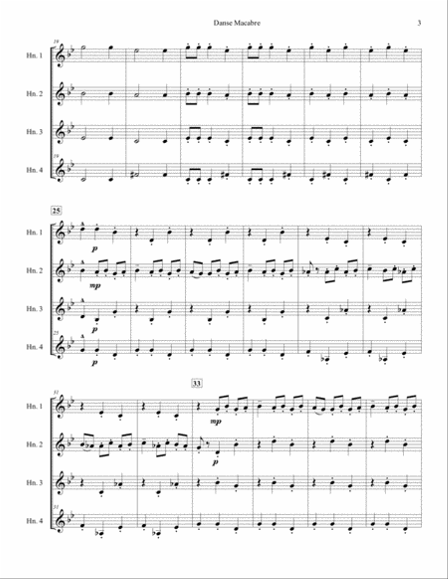 Danse Macabre for French Horn Quartet Danse Macabre for French Horn Quartet French Horn Quartet scores gallery preview page 3