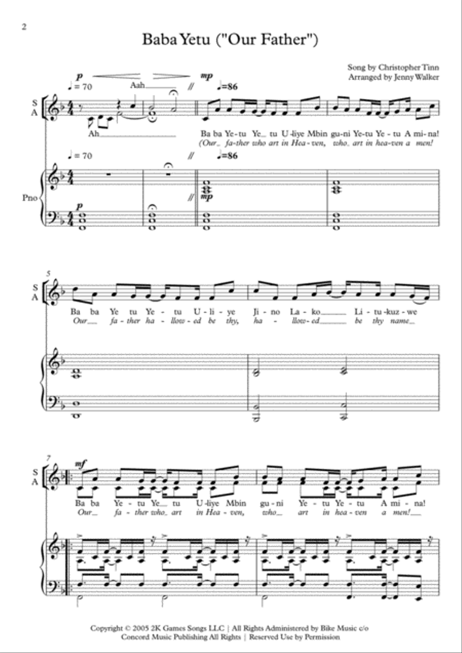 Baba Yetu Baba Yetu SA scores gallery preview page 2