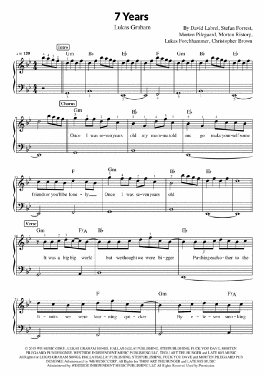 7 Years Voice scores gallery preview page 1