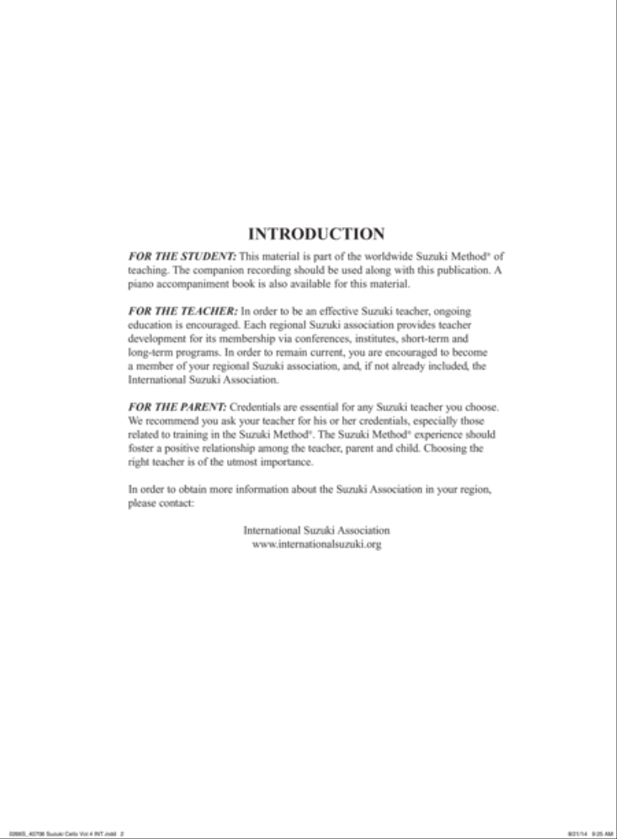 Suzuki Cello School, Volume 4 String Methods scores gallery preview page 5