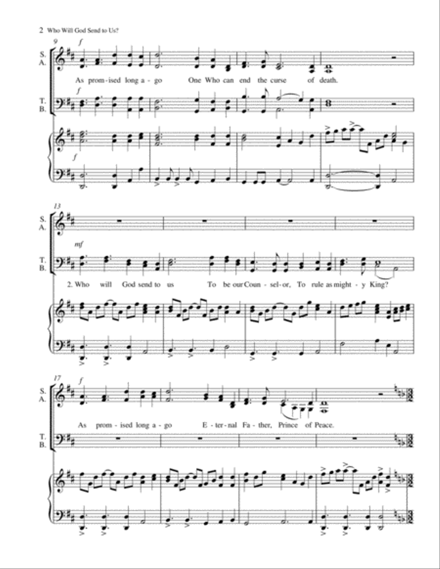Who Will God Send to Us? Who Will God Send to Us? 4-Part scores gallery preview page 2
