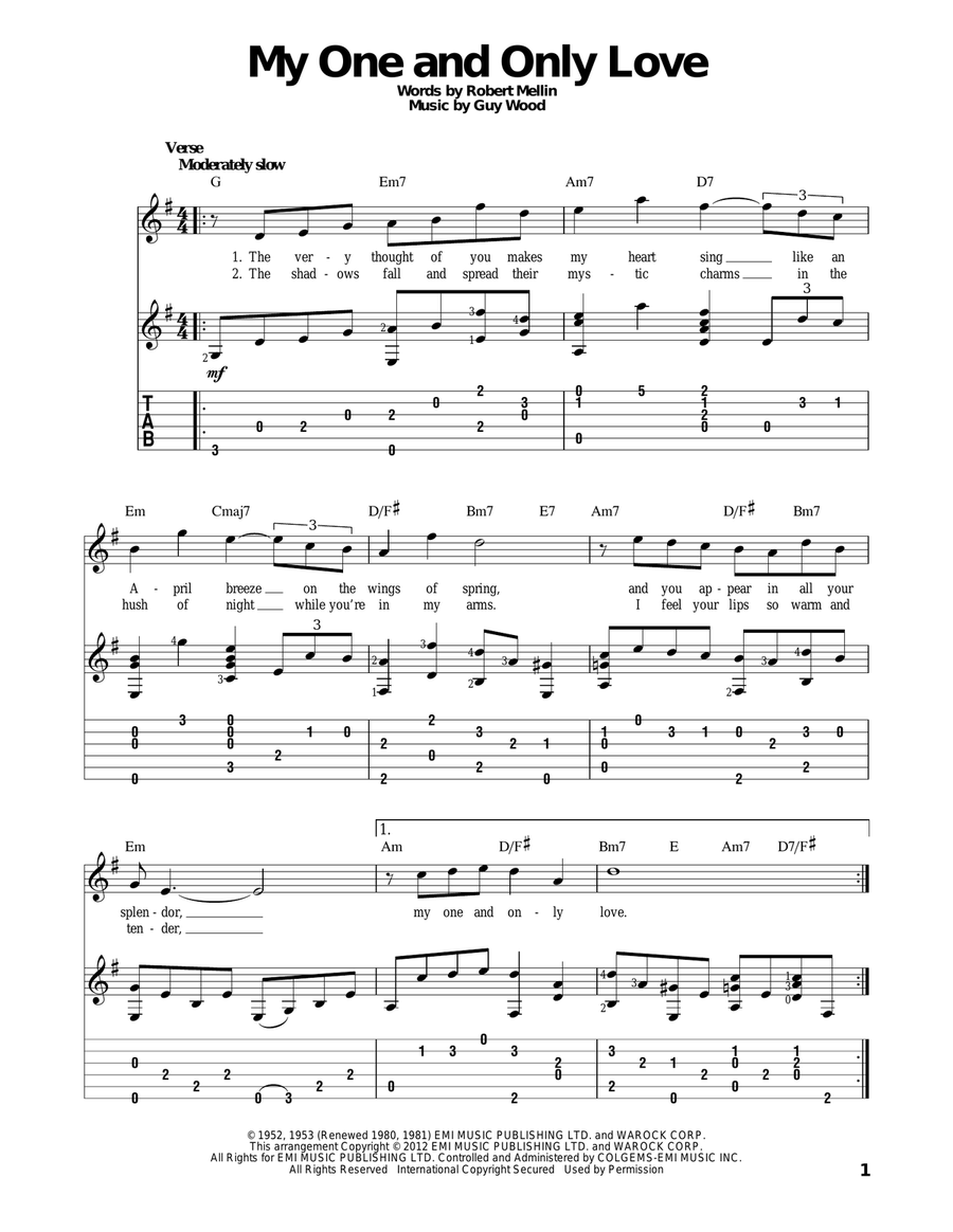 My One And Only Love Acoustic Guitar scores gallery preview page 1