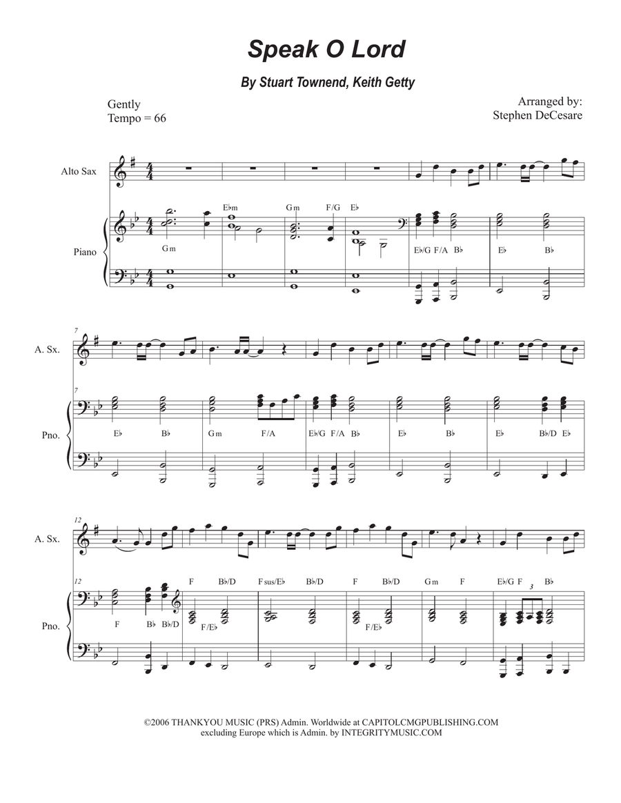 Speak O Lord Speak O Lord Alto Saxophone scores gallery preview page 1