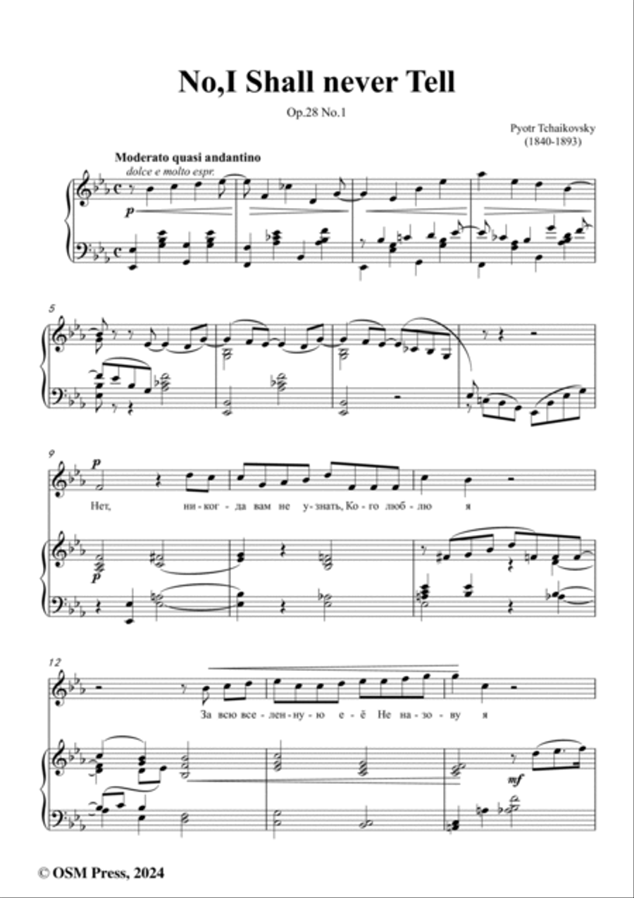 Tchaikovsky-No,I Shall never Tell,in E flat Major,Op.28 No.1 Voice scores gallery preview page 2