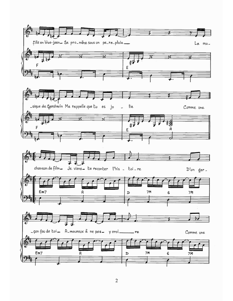 Une Chanson De Film Une Chanson De Film Piano, Vocal scores gallery preview page 2