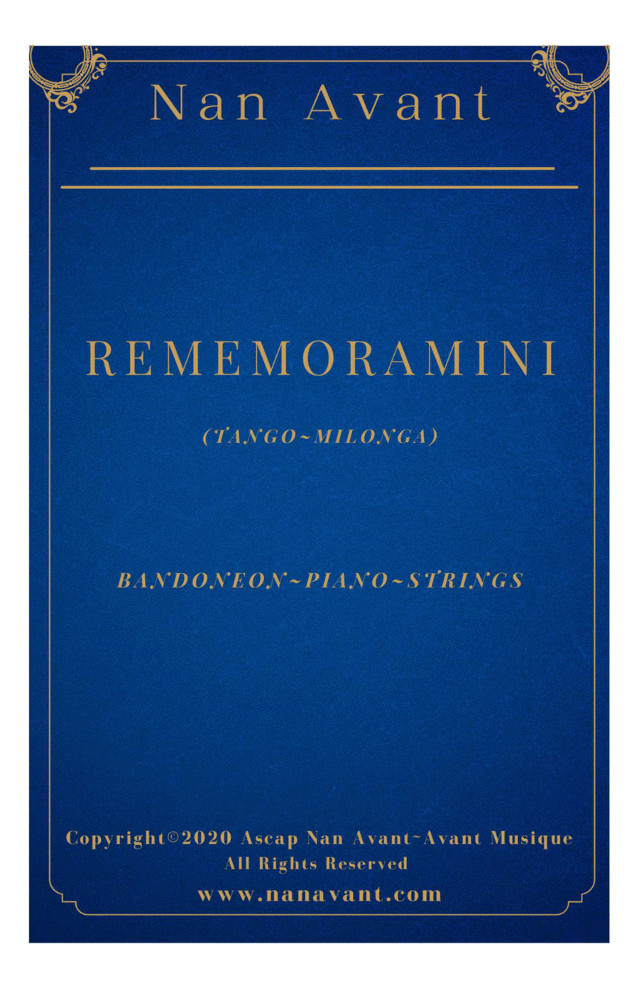 Rememoramini~Argentine Tango for Bandoneon, Piano and Strings Piano scores gallery preview page 1