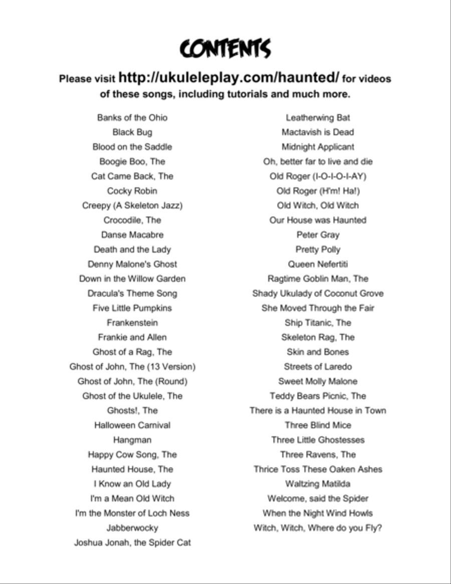 The Haunted Ukulele: A Monster Collection of 59 Spooky Songs Voice scores gallery preview page 3