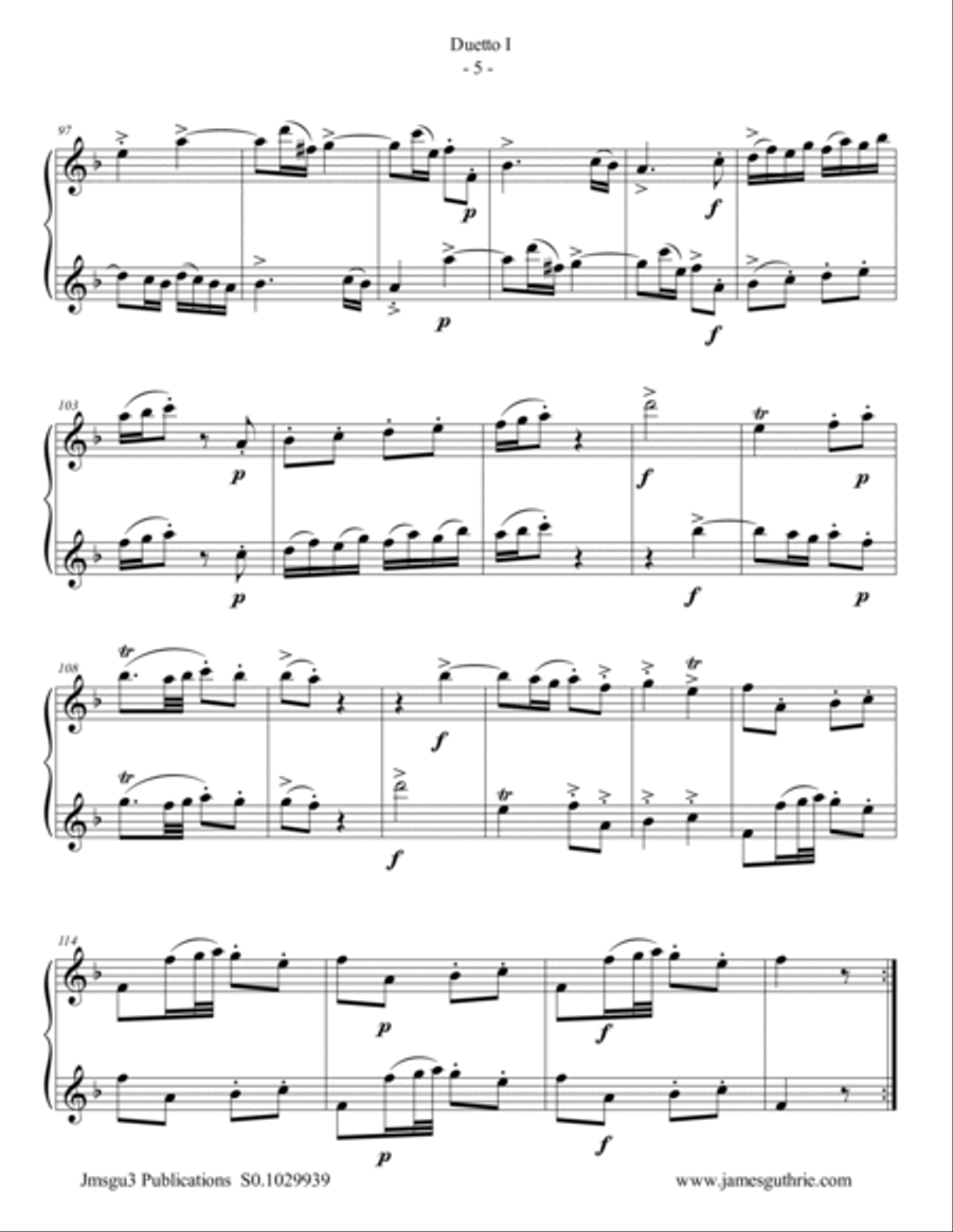 Quantz: Duetto Op. 2 No. 1 for Tenor Sax Duo Woodwind Duet scores gallery preview page 5