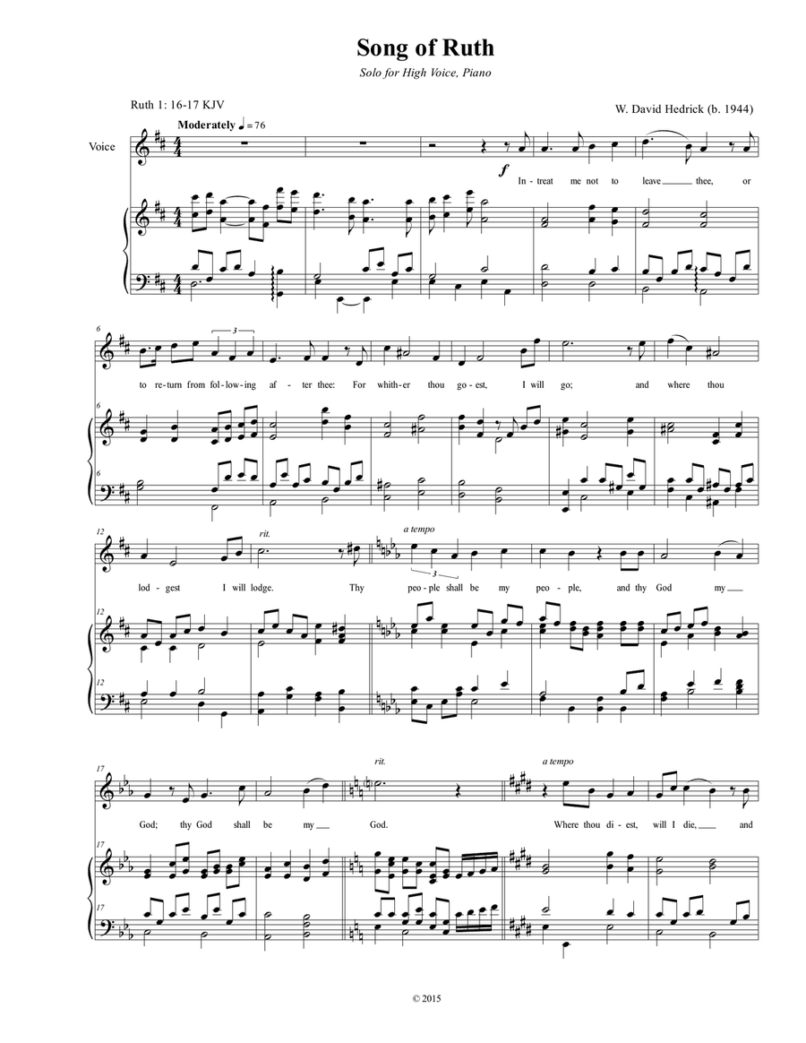 Song of Ruth (High Voice-piano and/or string quartet) Cello scores gallery preview page 2