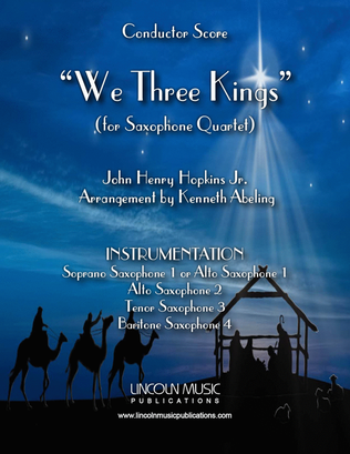 Book cover for We Three Kings (for Saxophone Quartet SATB or AATB)