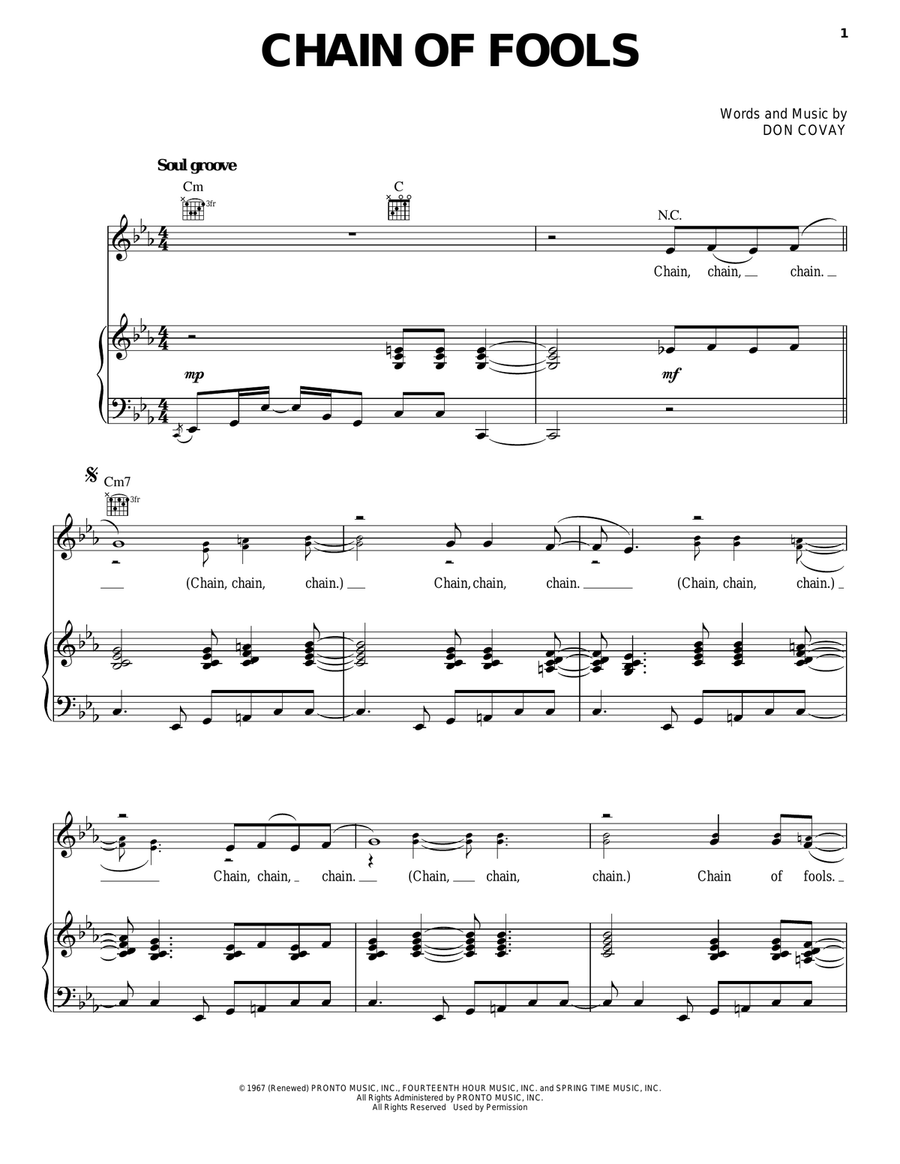 Chain Of Fools Chain Of Fools Piano, Vocal, Guitar scores gallery preview page 1