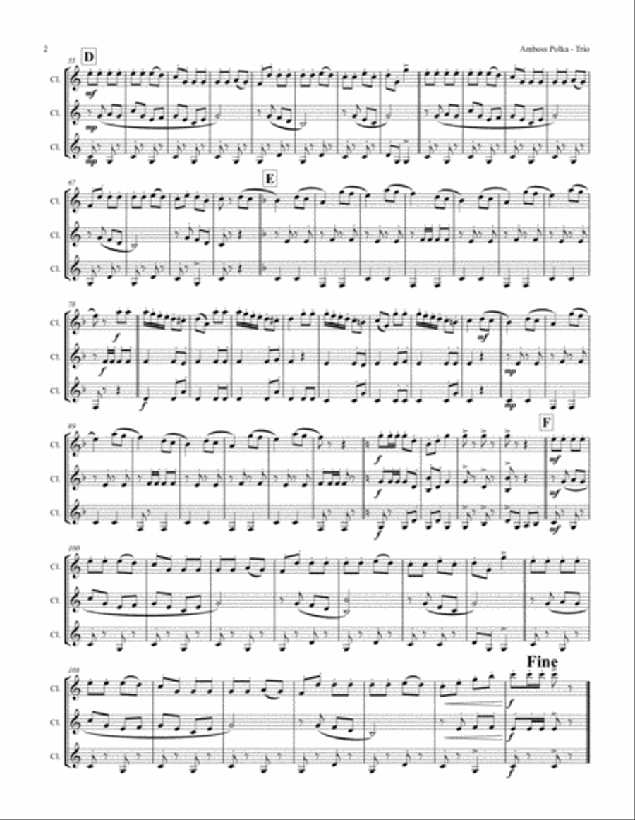 Amboss-Polka - German Polka - Oktoberfest - Clarinet Trio Clarinet Trio scores gallery preview page 2