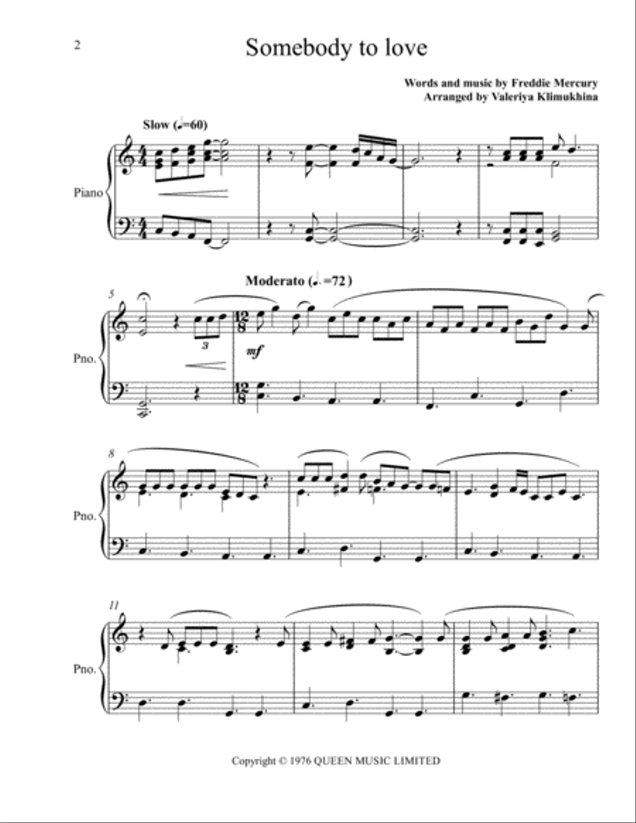 Somebody To Love Somebody To Love Easy Piano scores gallery preview page 2