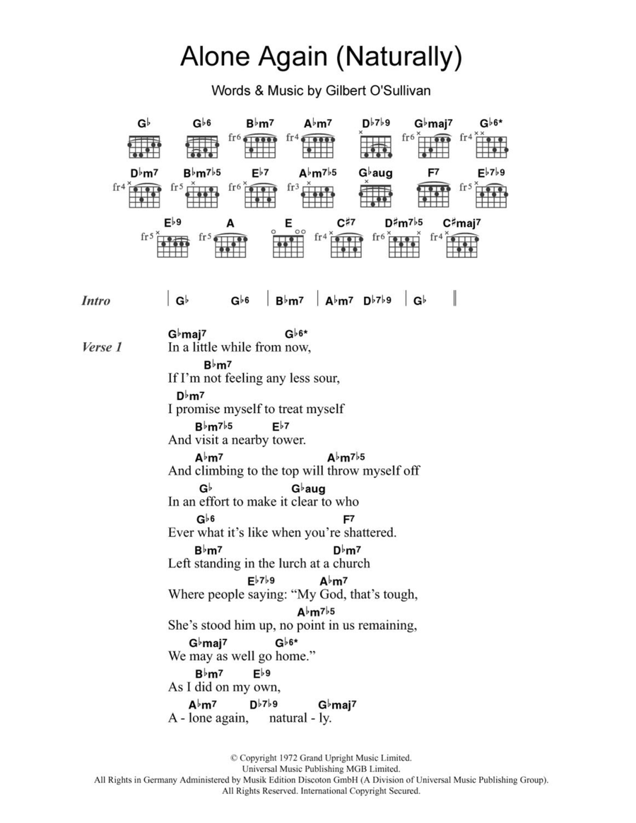 Alone Again (Naturally) Acoustic Guitar scores gallery preview page 1