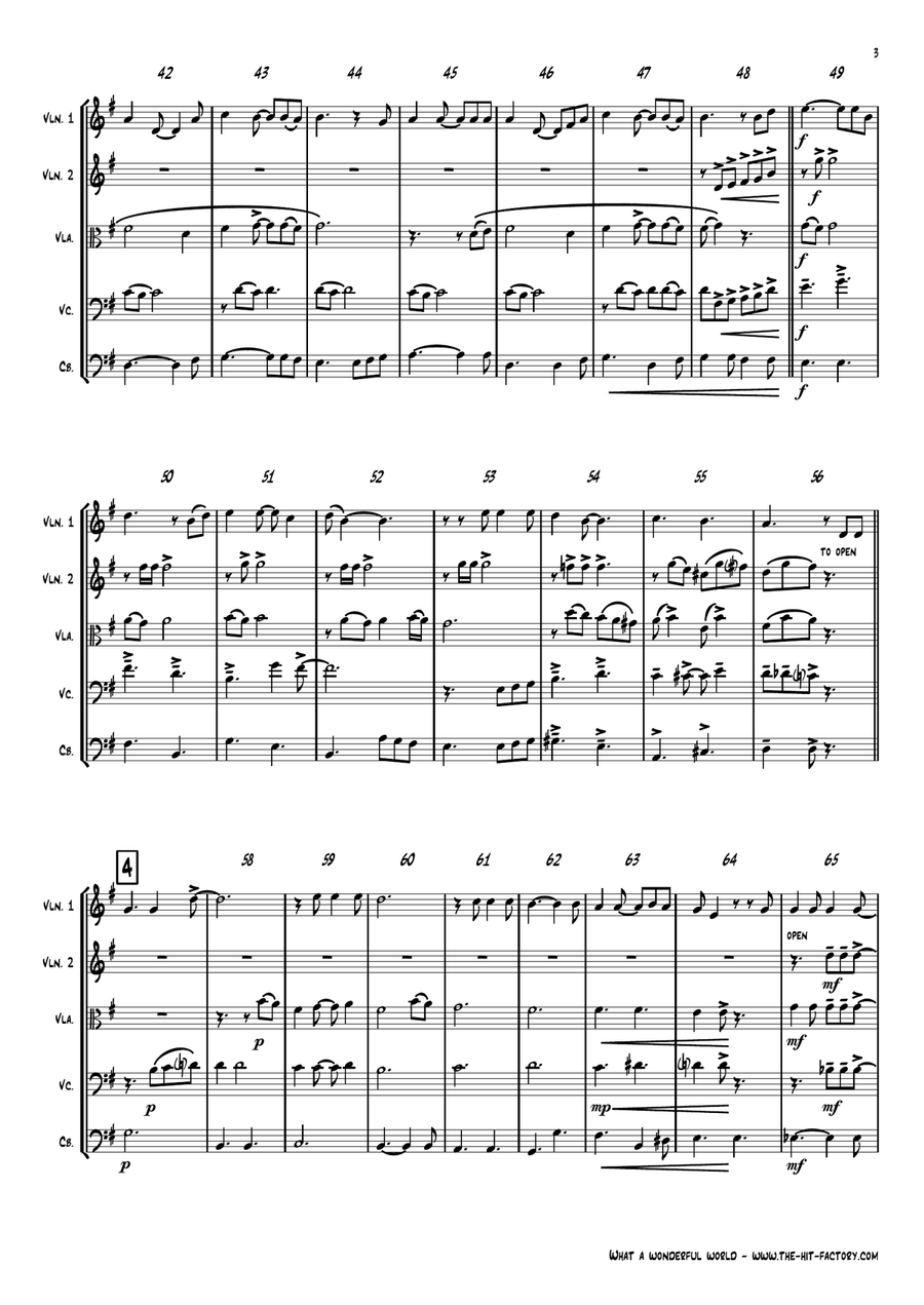 What A Wonderful World String Quartet scores gallery preview page 3