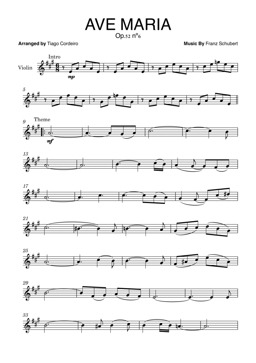 Ave Maria Op.52 nº6 Ave Maria Op.52 nº6 Violin Solo scores gallery preview page 1