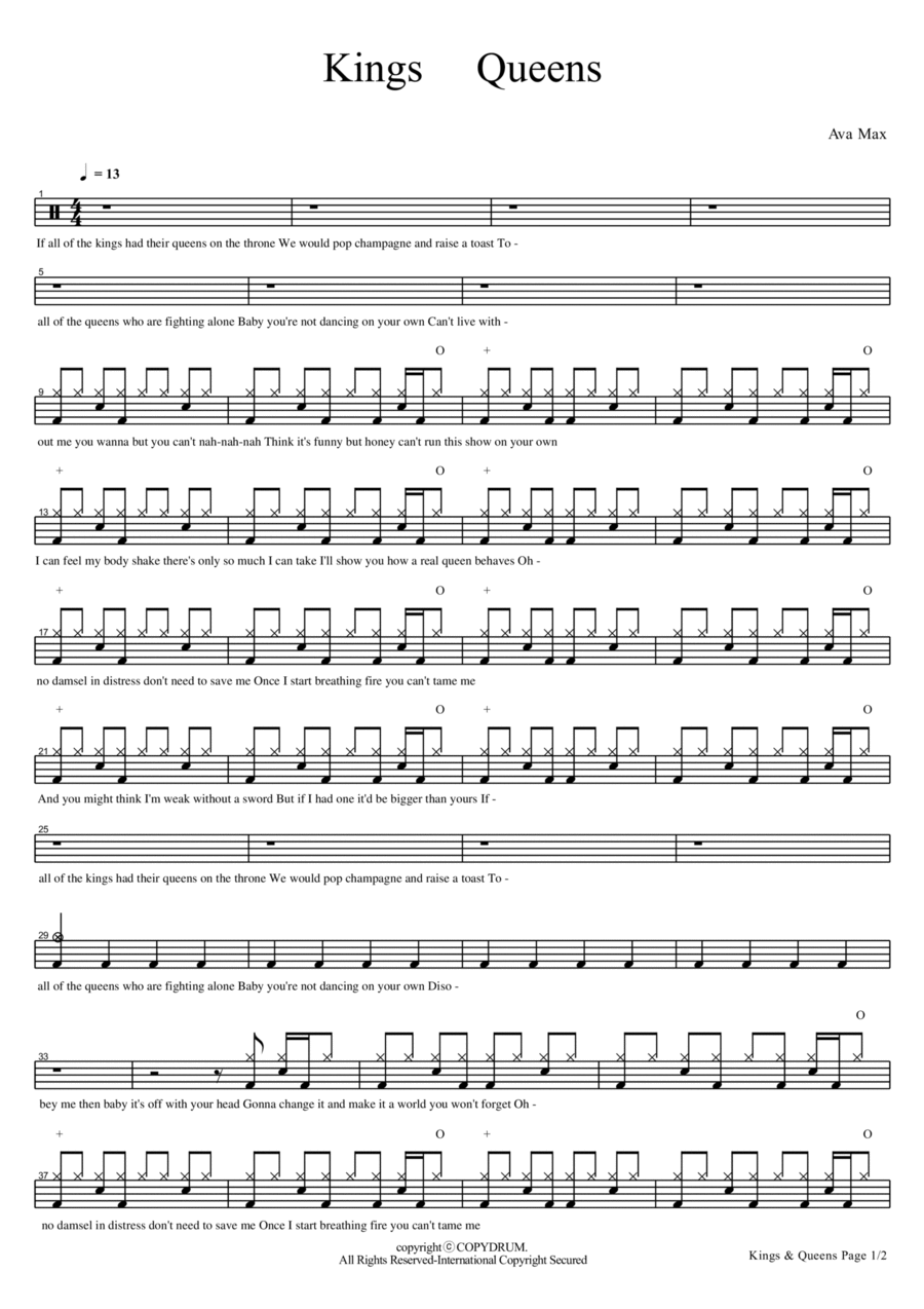 Kings & Queens Drum Set scores gallery preview page 1