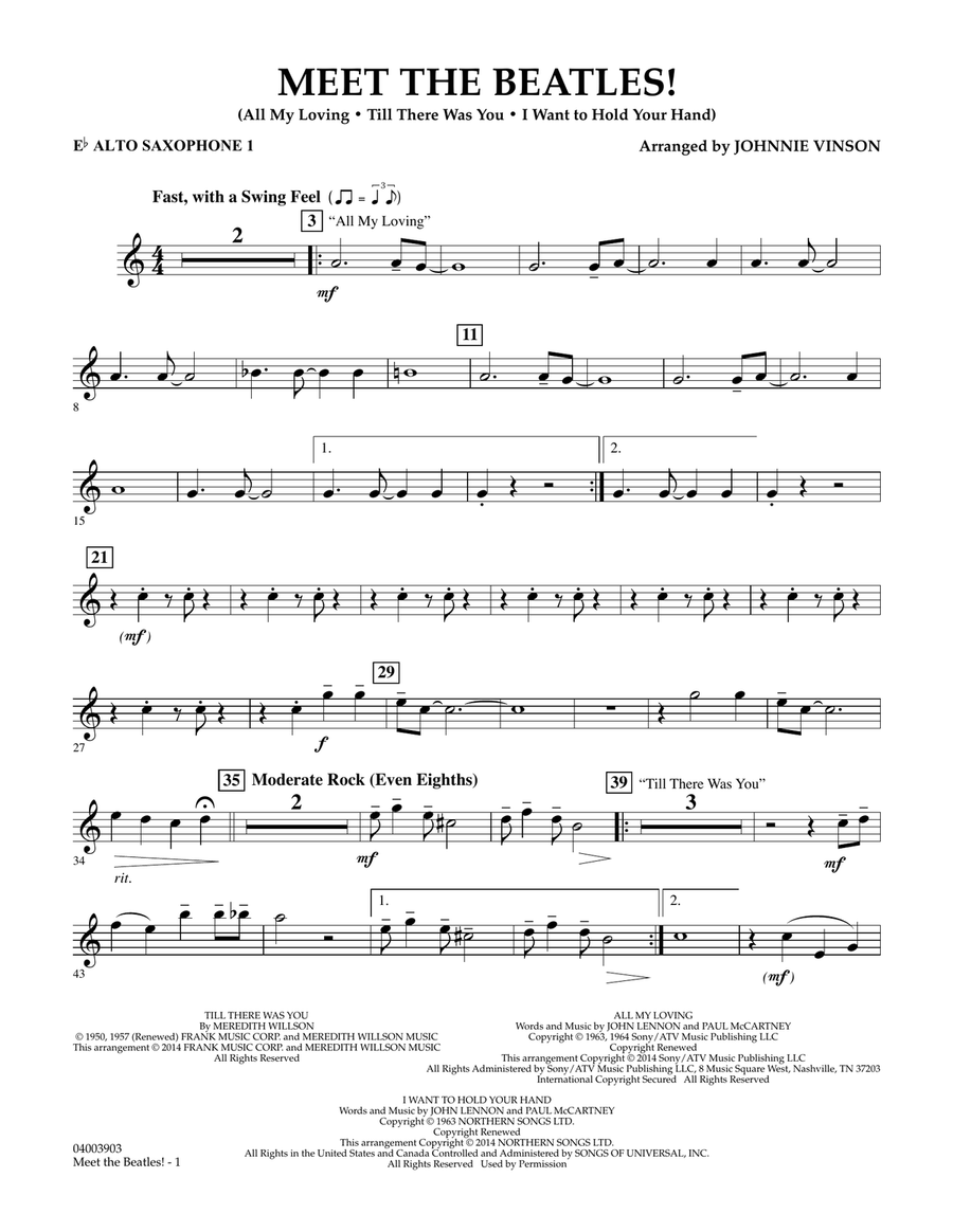 Meet the Beatles! - Eb Alto Saxophone 1 Concert Band scores gallery preview page 1