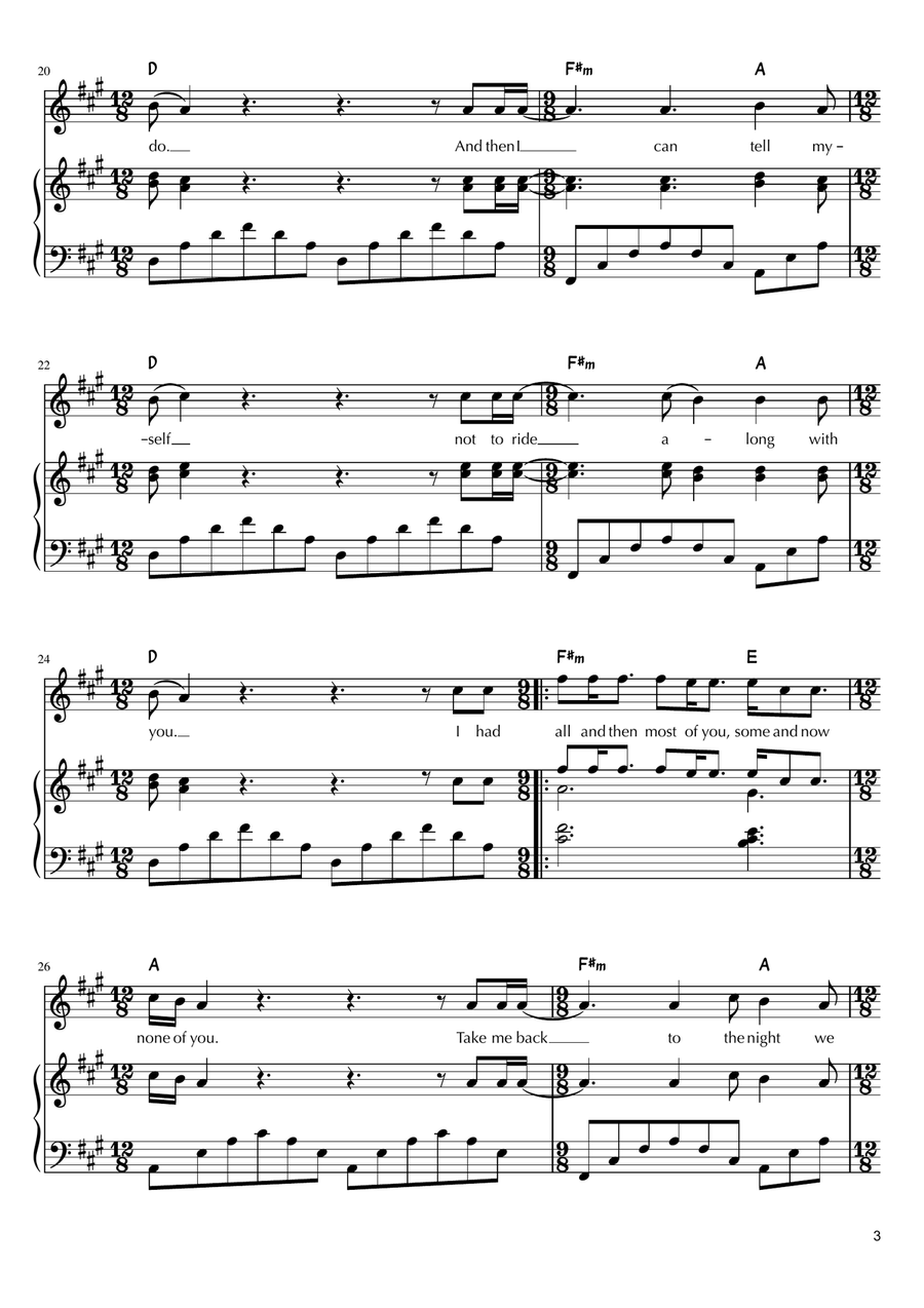 The Night We Met Piano, Vocal scores gallery preview page 3