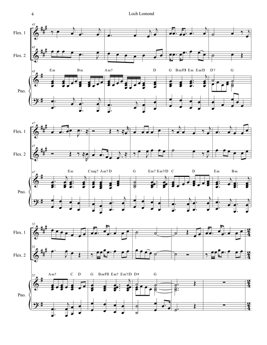 Loch Lomond (Duet for Flexible Instrumentation and Piano) Piano Accompaniment scores gallery preview page 4