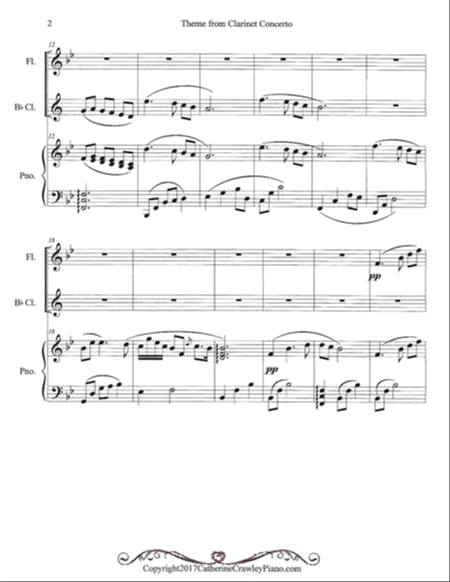 Theme from Clarinet Concerto Woodwind Duet scores gallery preview page 2