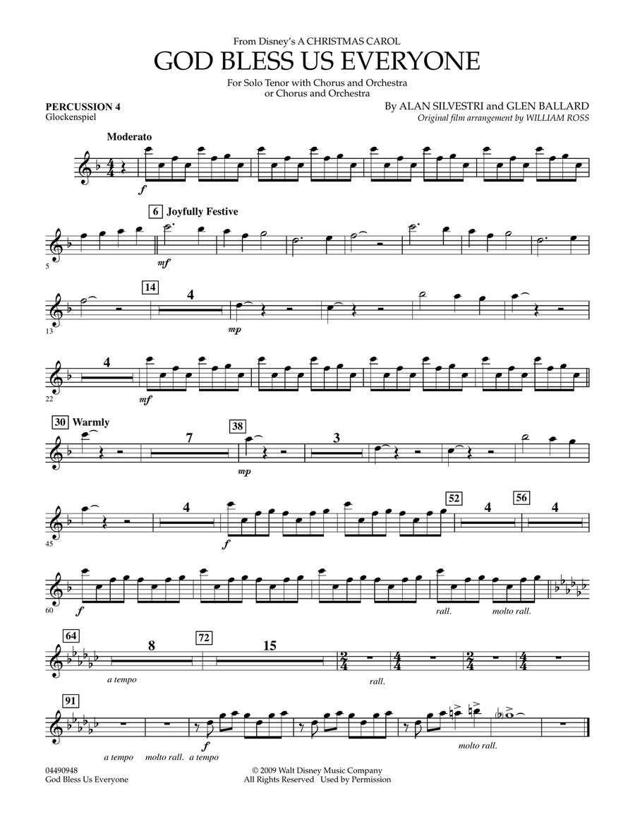 God Bless Us Everyone - Percussion 4 Full Orchestra scores gallery preview page 1