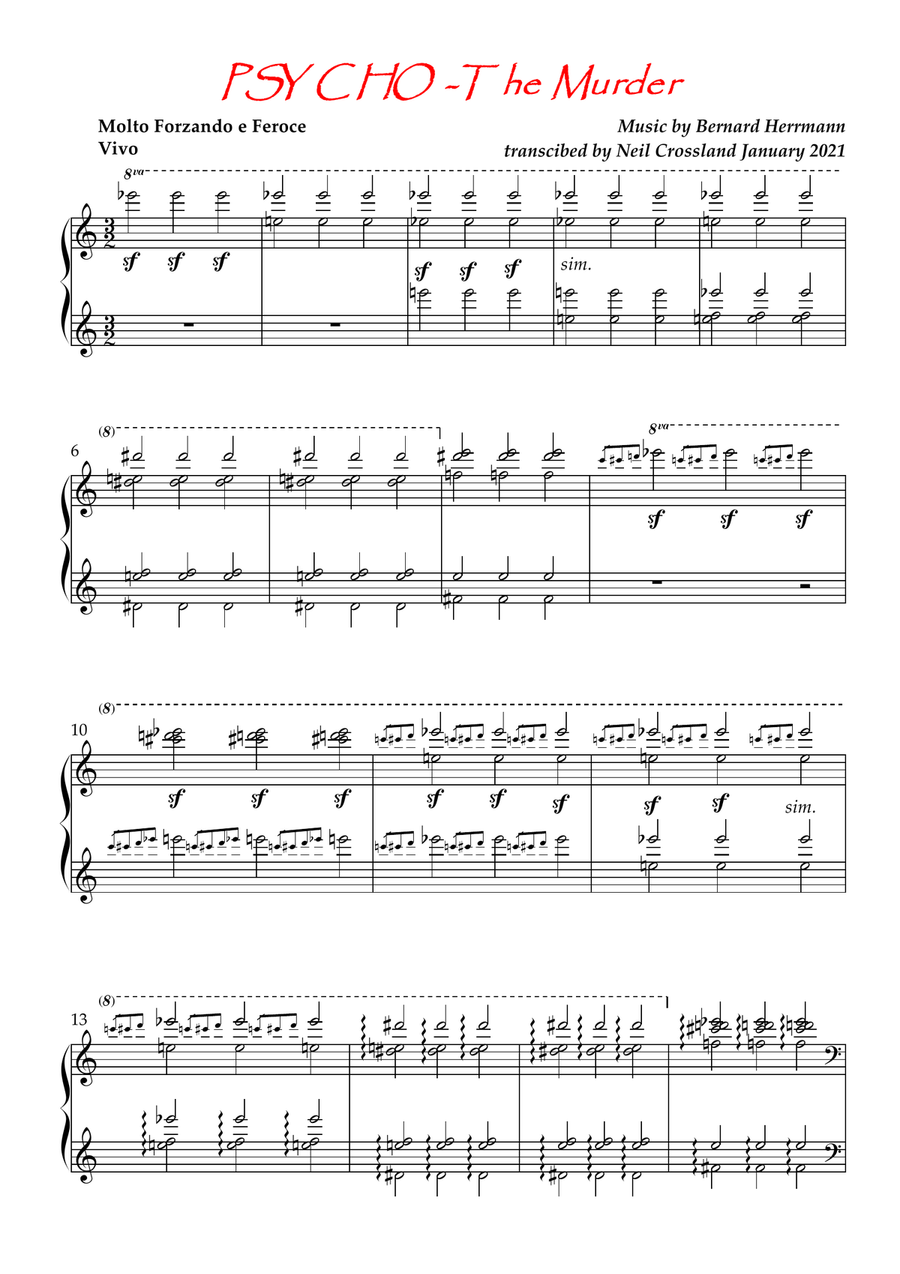 Psycho (theme) Piano Solo scores gallery preview page 1