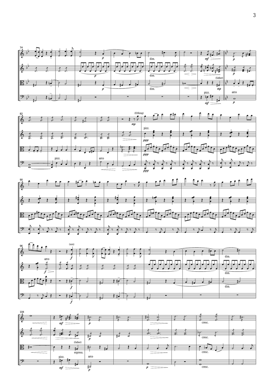 Schubert Erlkonig (Erl King), for string quartet, CS006 String Quartet scores gallery preview page 3