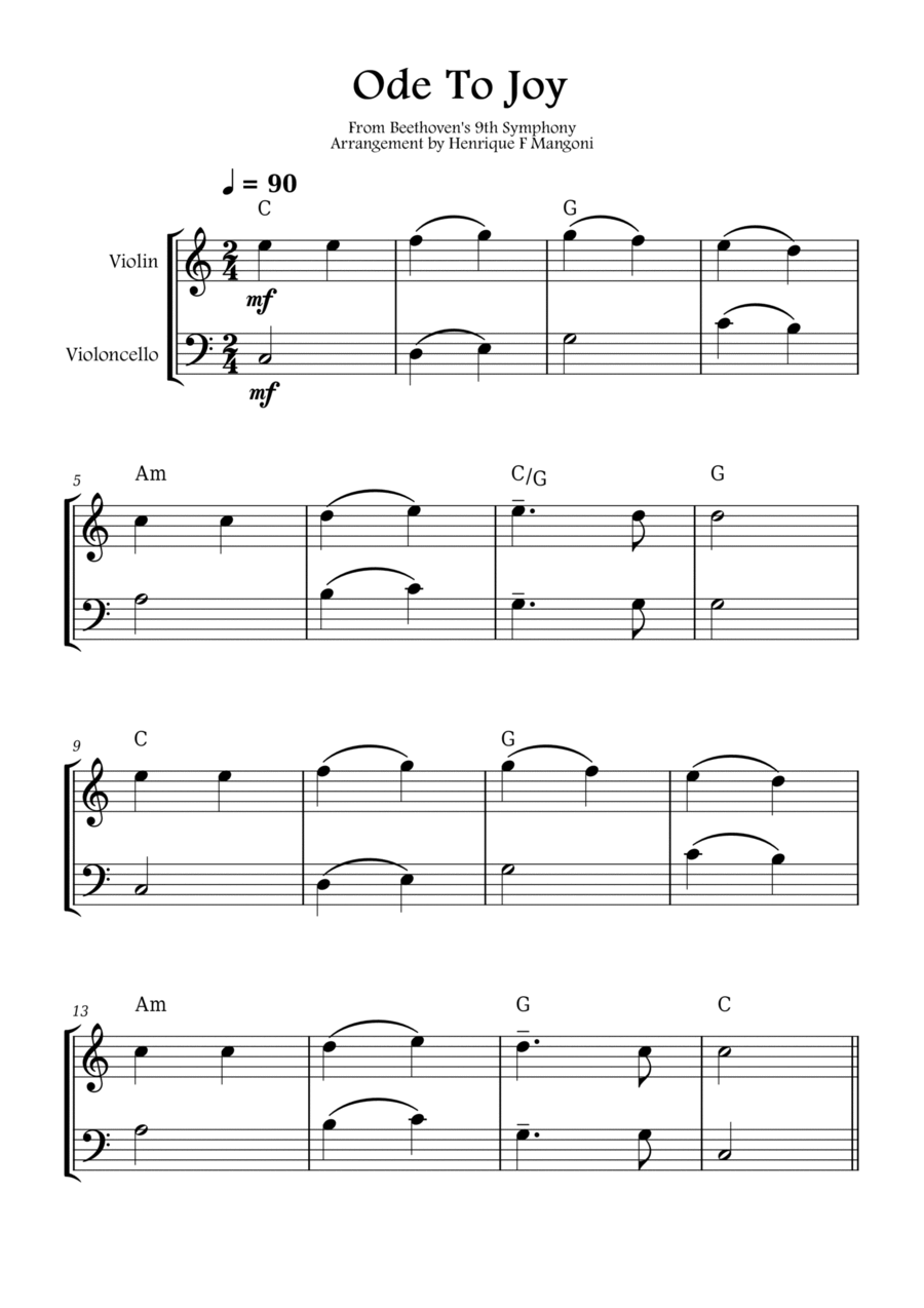 Ode To Joy String Duet scores gallery preview page 1
